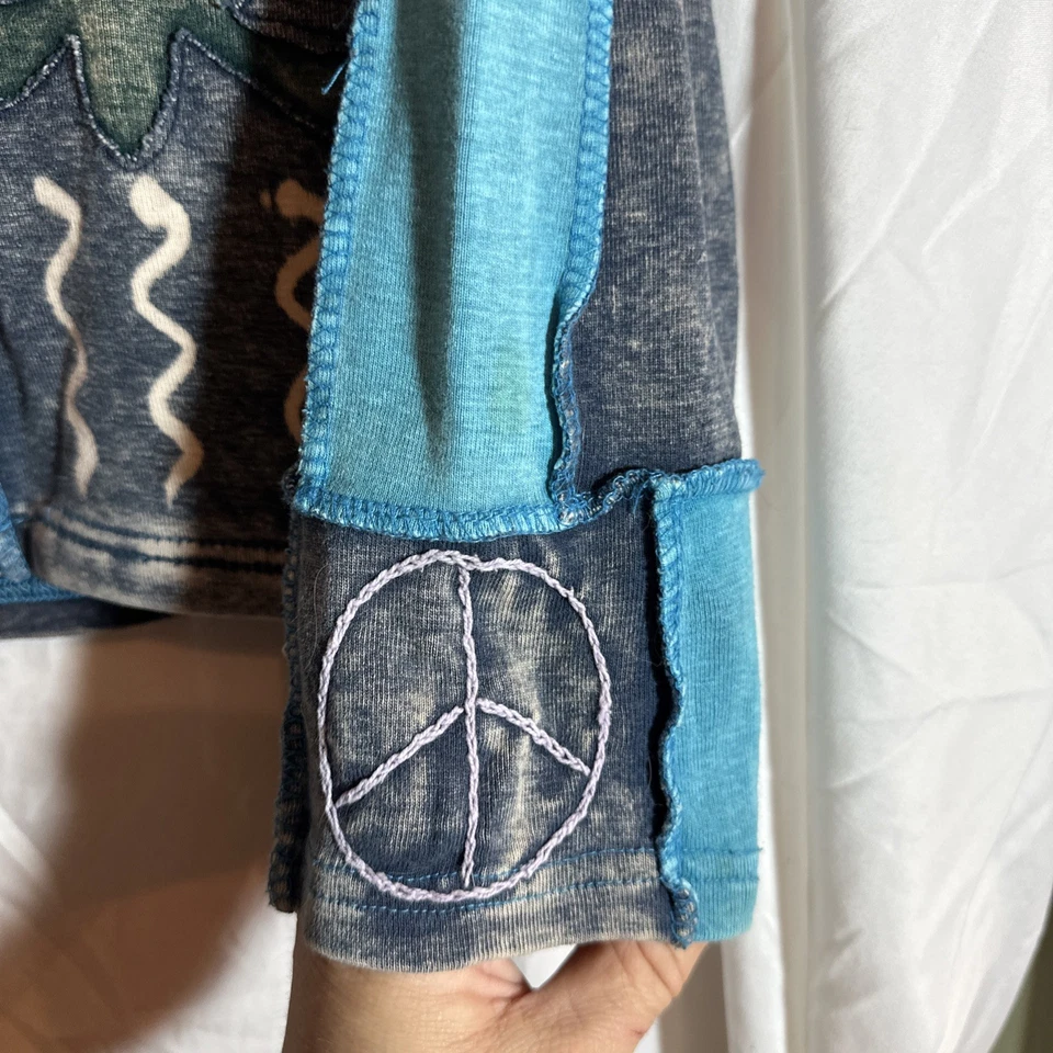 Shop Therapy Girl Junior L Peace Sign Hippie Boho Cremallera Funky Patchwork Sudadera con Capucha Foto 3 de 4