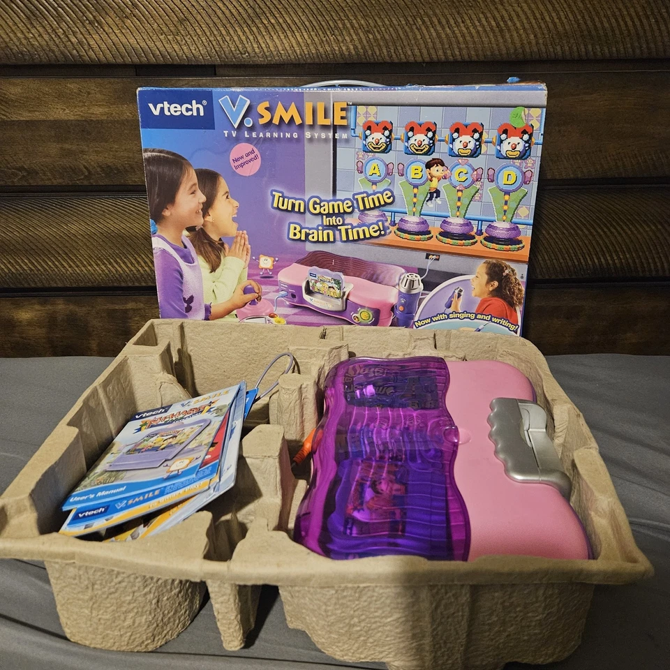 V.Smile Vtech Pink TV Learning System Console No Controllers 5 Games With Box - Image 2 of 4