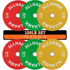 Colored 150LB Olympic Weight Plates Set 2-inch Rubber Bumper Plate Set