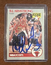 BJ ARMSTRONG CHICAGO BULLS AUTOGRAPHED 1990 NBA HOOPS ROOKIE CARD #60