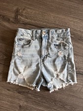 American Eagle Outfitters Blue Denim Jean Shorts Size 00 Distressed Cut Off