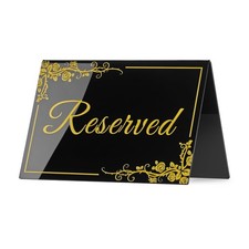 10 PCS Black Acrylic Reserved Table Sign Double Sided Tent Card 6x4 Inch
