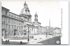 Vintage Postcard Rome Piazza Navona Baroque Fountains Obelisk Italy