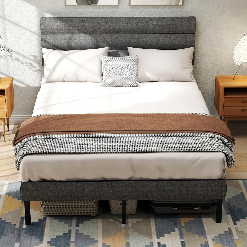 4 Drawers Full Queen King Size Bed Frame w/ LED Lights,Headboard Metal Platform  - Image 4 of 4