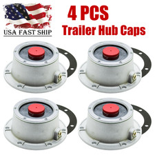 4x Trailer Hub Caps Aluminum Hubcaps 343-4009 For Steer Axle With Side Fill Plug