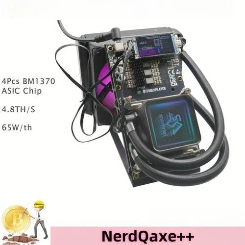 NerdQaxe + + 4,8TH / s Bitcoin ASIC Miner für Zuhause - 60W, Hydro / Air, WLAN