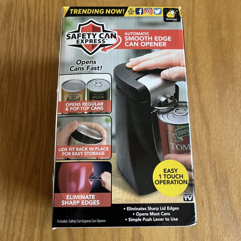 Bulbhead Safety Can Express Black Can Opener New In Box Sealed Open Cans Fast
