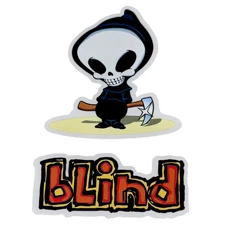 (2-Pack) Original Blind Skateboard Grim Reaper + Logo Sticker