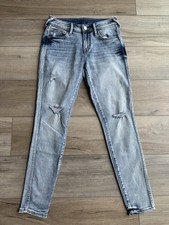 True Religion Jennie Skinny Jeans Women Size 26 Light Wash Distressed Denim