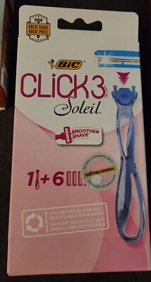 New Bic Click3 Soleil Razor Handle plus 6 Cartridges (H4)