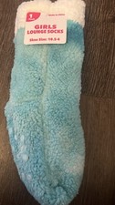NEW Girls Lounge Socks 100 Polyester Fuzzy Socks NONSLIP Aqua