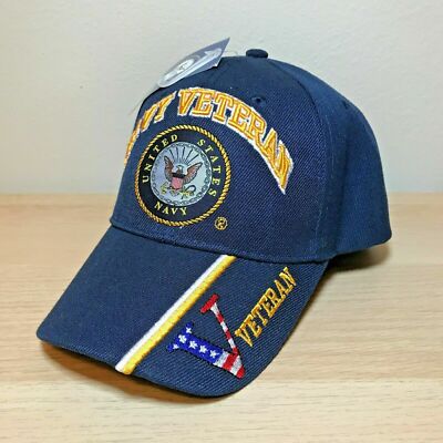 U.S. Navy Veteran Hat / USN Dark Navy Blue Baseball Cap OFFICIALLY LICENSED