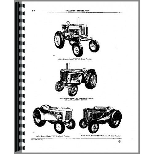 John Deere 60 Tractor Parts Manual Catalog Row Crop G & LP pc244 eBay