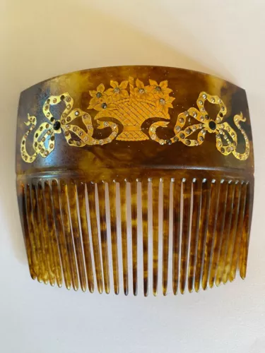 Vintage Hair Comb?peineta 22K Gold/Rhinstone inlaid - Rare Item!