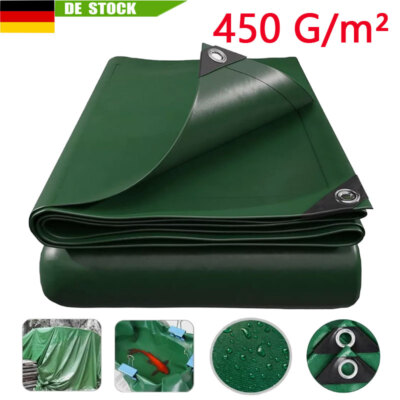 Abdeckplane plane Schutzplane mit Ösen extra stark - 450g/m² PVC LKW Plane Grün