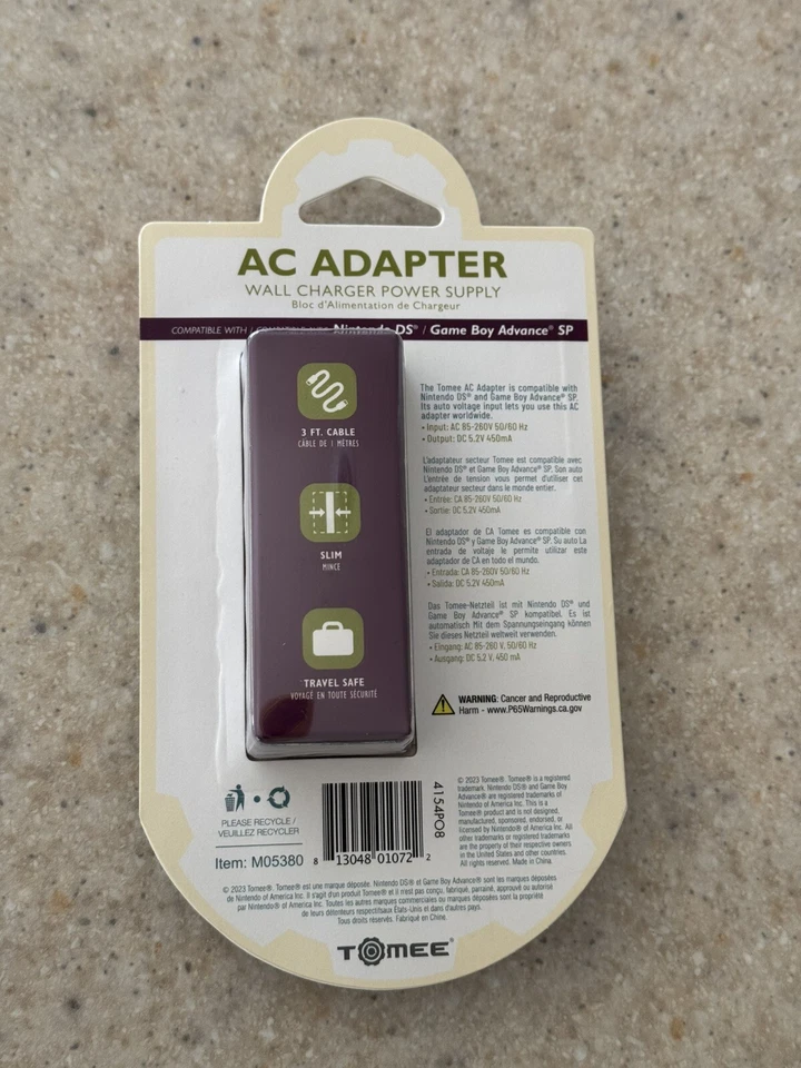 Tomee AC Adapter For GBA SP / Original DS USA Wall Power Charger Brand New! - Image 2 of 2