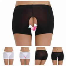 Womens Lingerie See Through Mesh Sheer Boyshorts Boxer Briefs Shorts Underwear