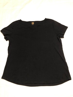 Anne Klein Sport Basic Black T-Shirt Womens Short Sleeve Size