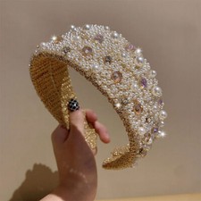 Women Headwear Hair Hoop Bead Rhinestone Crystal Headband Hairband Princess