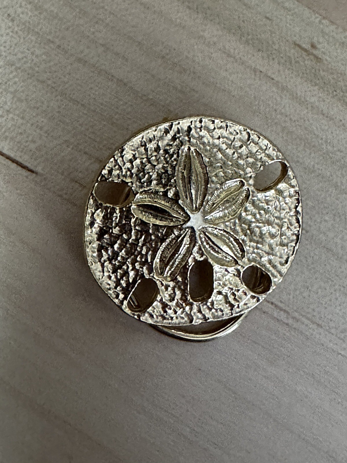 Vtg Sand Dollar Scarf CLIP SLIDE Shiny Gold Plated Beach Ocean Gorgeous Piece