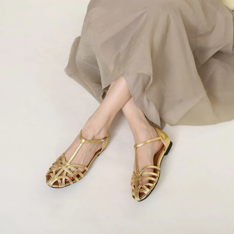 Women's Sandals Summer Collection Flat Shoes Outside Cover Heel Roman Shoes