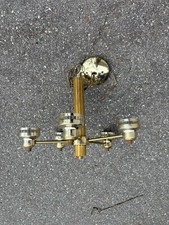 Vintage Retro MCM Brass And Wood Chandelier Pendant Light
