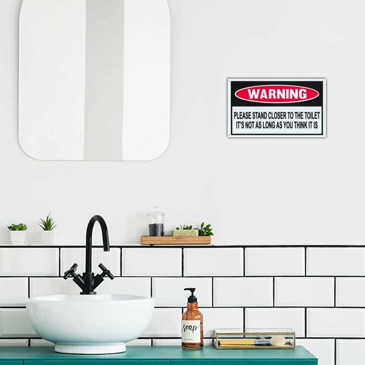 LUOZZY 2-Pack Toilet Warning Sticker Decals | DIY Bathroom Wall Signs For Restroom Door & Seat