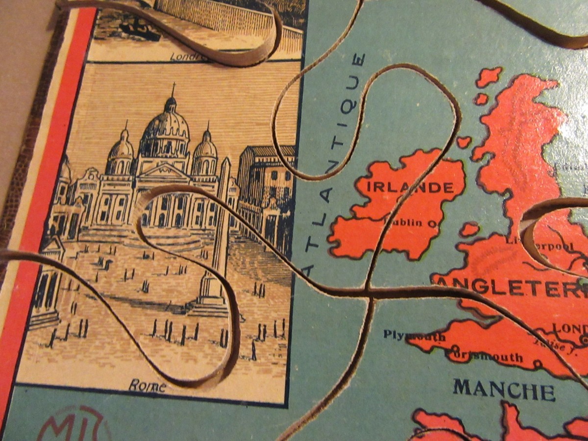 Ancien Puzzle Géographique En Bois - France, Europe, Monde - MLJ - Occasion
