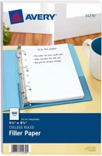 Avery Mini Binder Filler Paper, College Ruled,100 Sheets (14230)