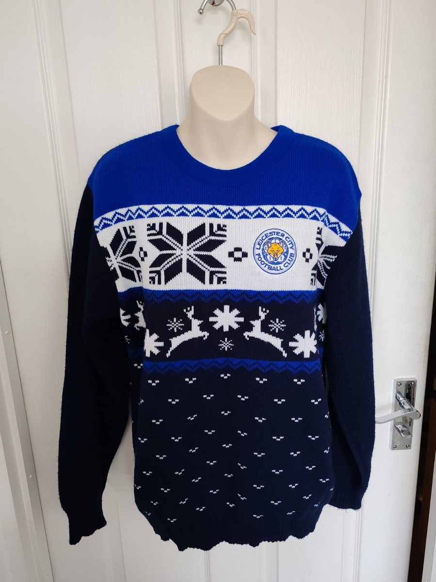 LEICESTER CITY FOOTBALL CLUB CHRISTMAS JUMPER size medium blue