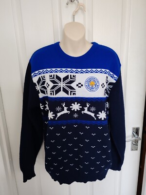 LEICESTER CITY FOOTBALL CLUB CHRISTMAS JUMPER size medium blue UK