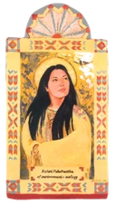 SAINT KATERI TEKAKWITHA LILY OF THE MOHAWKS HANDCRAFTED WOOD POCKET RETABLO 85 