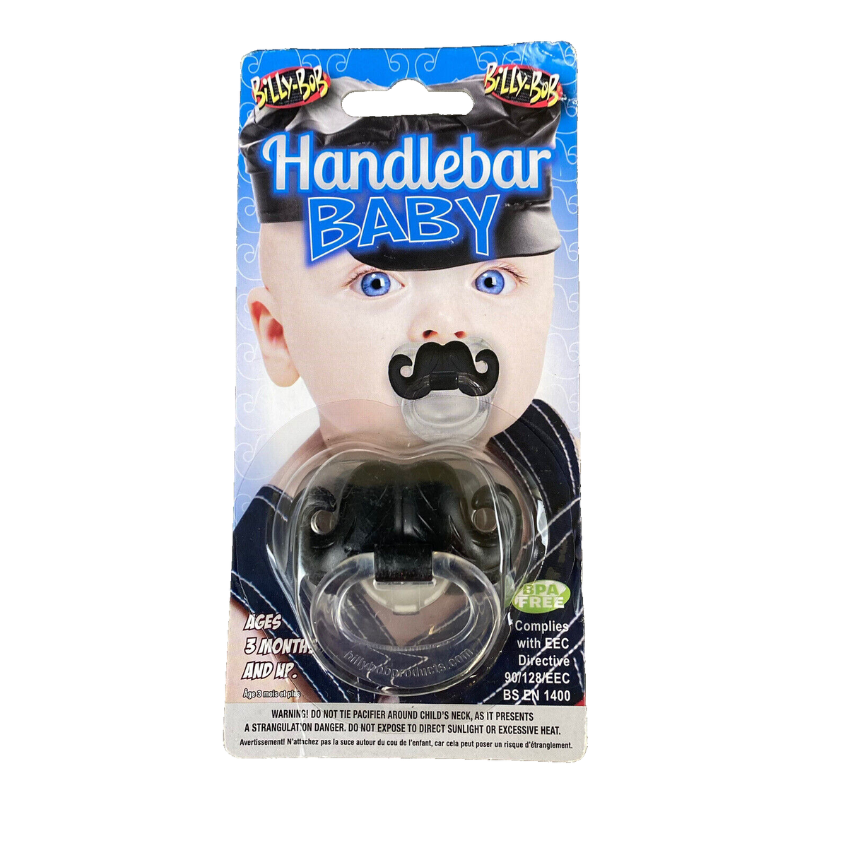 Billy Bob Handlebar Baby Pacifier Black Mustache Costume Casual