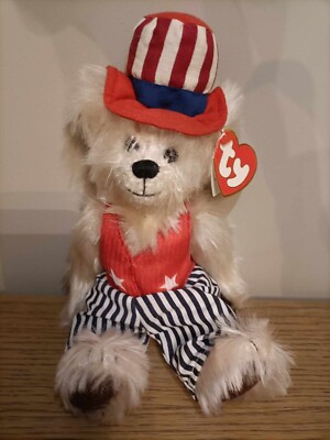 Uncle Sam Ty Beanie Baby Teddybär Spielzeug so amerikanisch wie Apple Pie Patriot Amerika