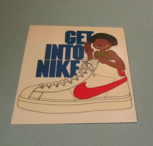 Vintage década de 1970 entrar en tenis Nike Pegatina de Publicidad Sin Usar  Reproductor Negro | eBay