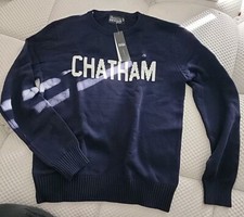 Binghamton Knitting Co. Navy CHATHAM Intarsia Crewneck Sweater Adult Unisex S/P