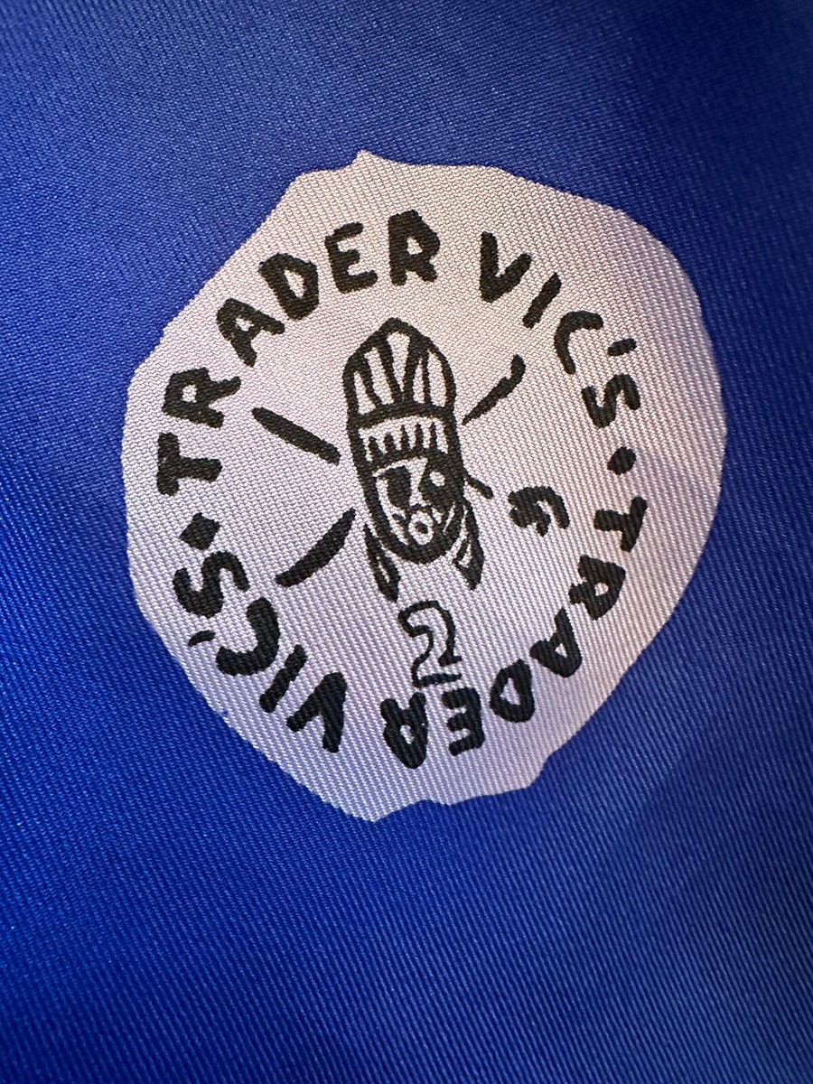 専用　ヴィンテージTIKI Vintage Trader Vic's Souvenir Scarf Tiki Design Floral Blue