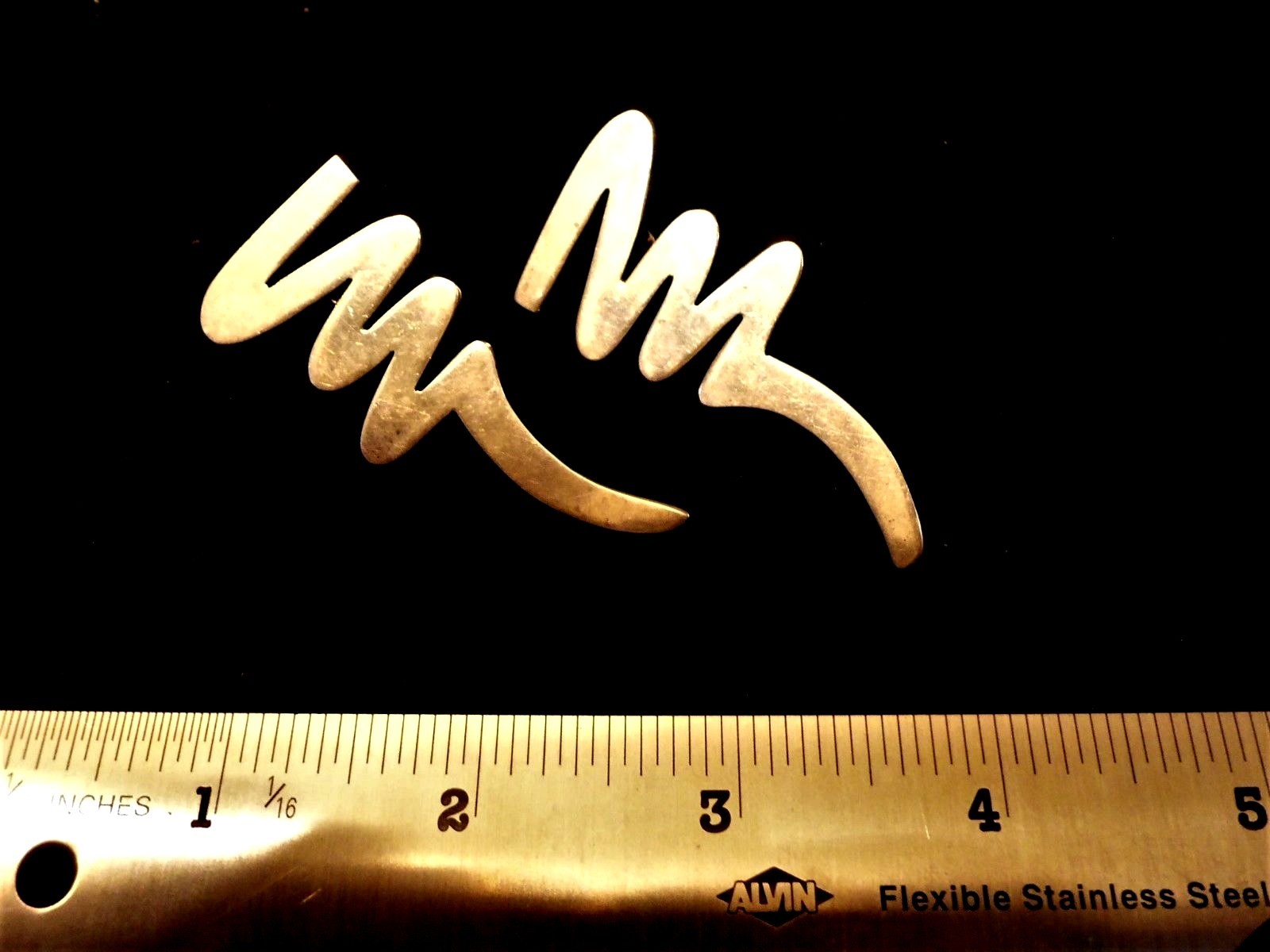 LARGE 2.5" SOLID 925 STERLING MODERNIST "SQUIGGLE… - image 1