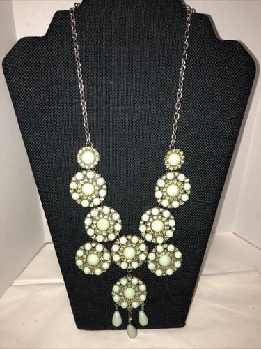 extra long Silvertone Rhinestone beaded statement necklace Extra Sparkle