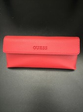 Red Faux Leather GUESS Brand Glasses Case - Magnetic Snap Closure
