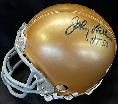 Johnny Lattner ''HT 53'' Autographed Notre Dame Mini Helmet (JSA)