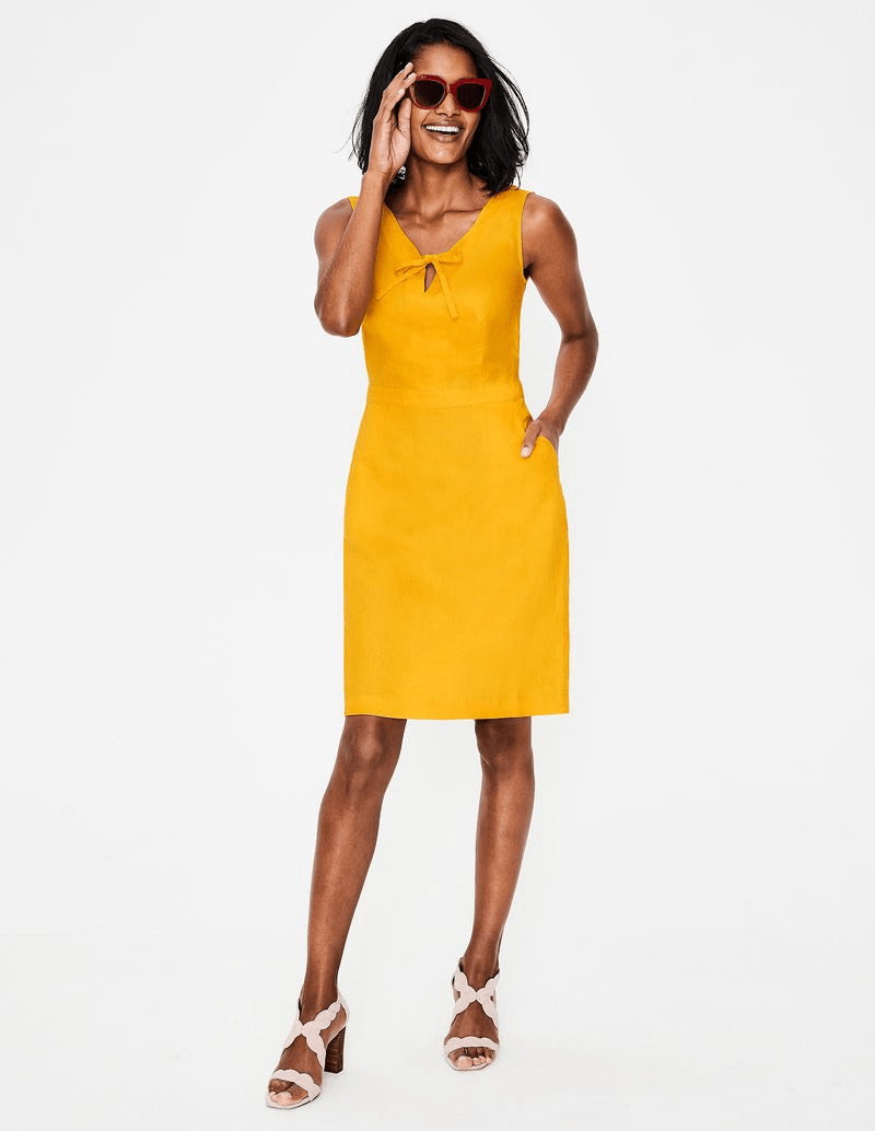 Boden Linen Mustard Dress Dress BODEN ALEXIS Hot Mustard Yellow