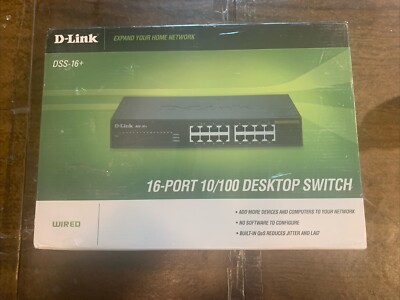 New D-Link DSS-16+ 16-Port 10/100 Unmanaged Rackmount Switch 3.2Gbps Sealed