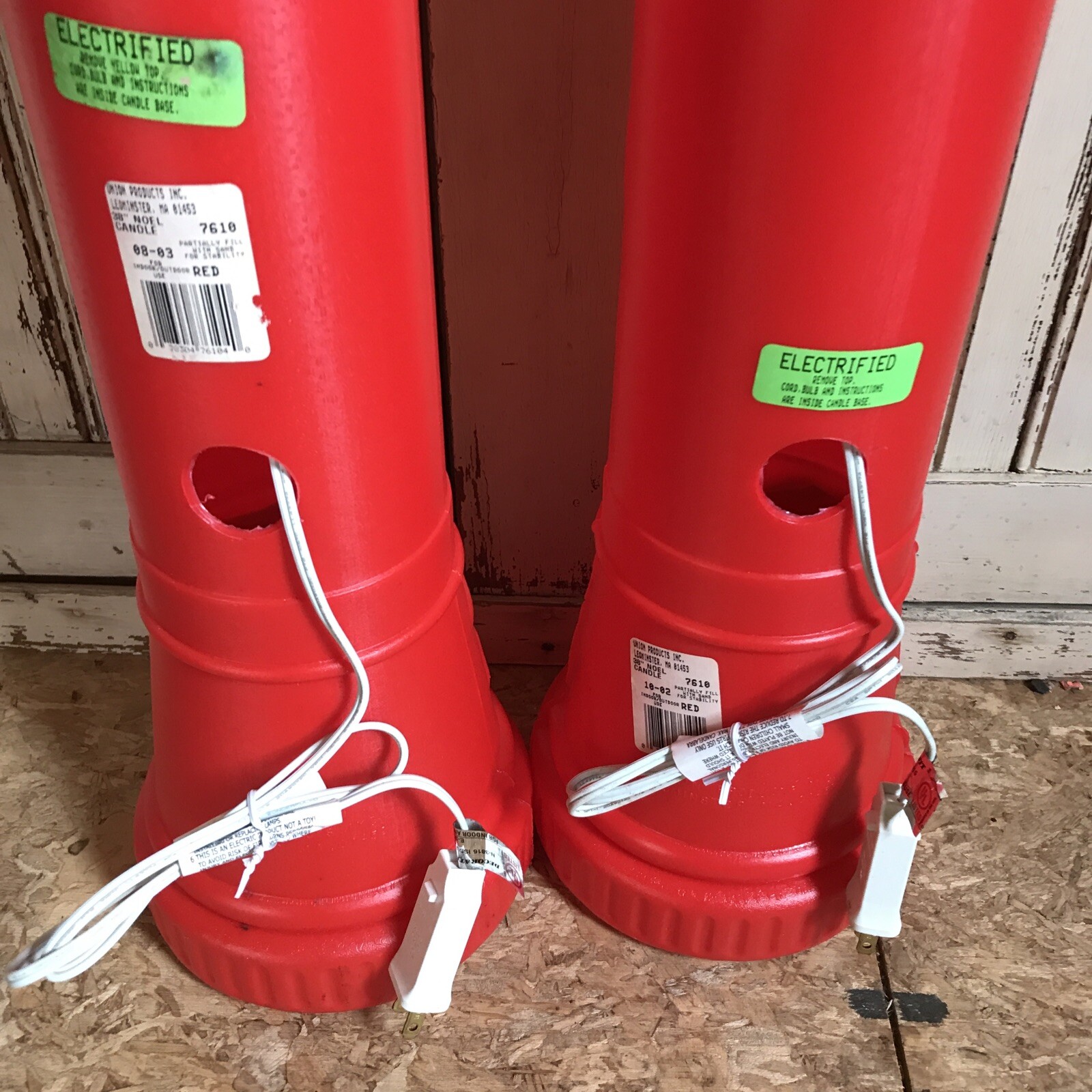 Vintage Blow Mold Christmas Candles 36” Lighted NewOld Stock Union