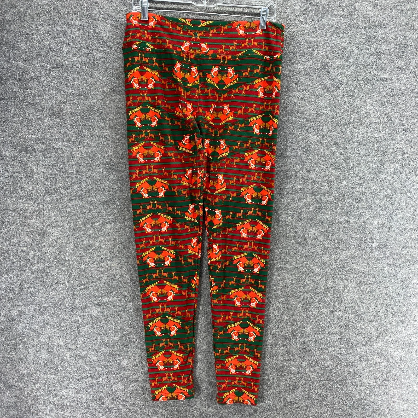 lulaloe striped christmas print tall & curvy pull on leggings