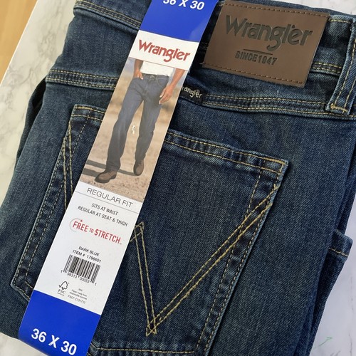 Wrangler Sits At Waist Regular At SeatCut Jeans 36x20 - Dark Blue - NWT - Picture 5 of 5