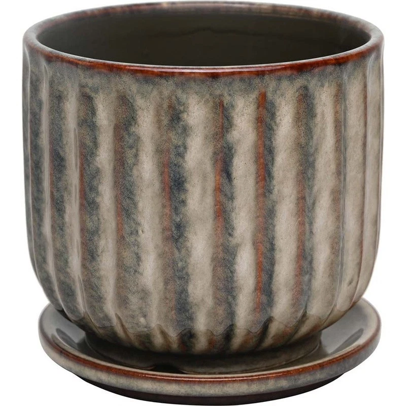 Maceta de cerámica con orificio de drenaje interior exterior jardín maceta elegante cilindro nueva Foto 2 de 4