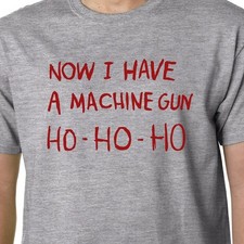 Machine Gun Ho Ho Ho Christmas Die Hard Holiday Shirt Gray T-Shirt Hoodie