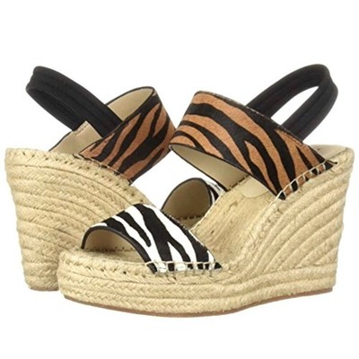 nwt Kenneth Cole Zebra Print 100% Genuine Calf Hair Upper Espadrille Sandal 8