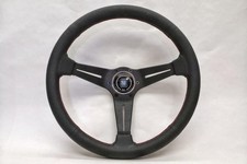 Nardi Steering Wheel Deep Corn 350mm Black Perforated Leather Red Stitching New